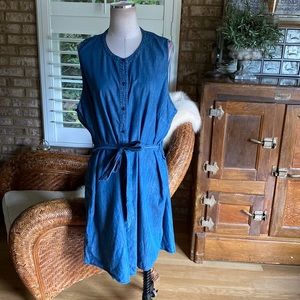 J. CREW DENIM JEAN Sleeveless shirtdress in chambray BELTED DRESS 3X NEW